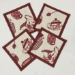 Bordó konyhai mintás, 17 részes textil konyhai szett, 4 személy részére