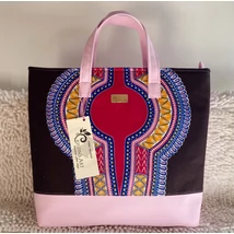 Nagy méretű rózsaszín dashiki mintás kézitáska