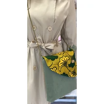 Fleur de mariage-hamvas zöld egyedi oldaltáska afrikai anyagból