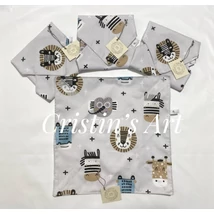 Mosható textil szendvics csomagoló szalvéta kedves állatfejekkel Mosható textil szendvics csomagoló szalvéta kedves állatfejekkel
