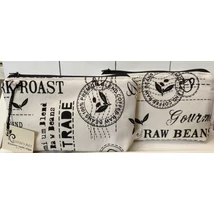 Bézs alapon fekete Coffee feliratos közepes méretű neszeszer