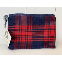 Piros/kék kockás mini neszi, bármitartó, vastag szövött anyagból