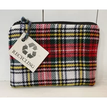 Piros/zöld kockás mini neszi, bármitartó, vastag szövött anyagból