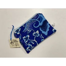 Kék virág mintás kis méretű neszeszer afrikai pamutvászonból