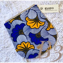 Cserélhető fedél bézs hátitáskához sárga/kék fleur de mariage mintás afrikai anyagból