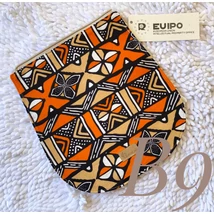 Cserélhető fedél bézs hátitáskához narancssárga bogolán mintás afrikai anyagból