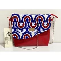 Hullámzó Afrika- egyedi oldaltáska piros textilbőrrel