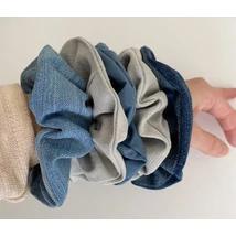 Scrunchie-fodros hajgumi újrahasznosított farmerből