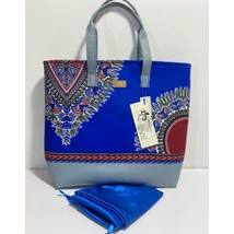 Nagy méretű szürkés kék dashiki mintás kézitáska