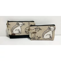 Rajzos cica mintás 2 darabos neszeszer szett fekete fényes pumi anyaggal