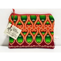 Kis méretű neszeszer narancs-zöld csillogó afrikai vászonból