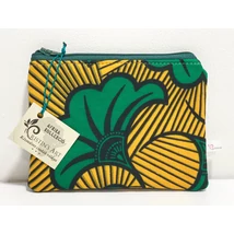 Kis méretű neszeszer zöld "Fleur de Mariage" mintás afrikai vászonból