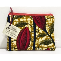 Kis méretű neszeszer bordó virág mintás afrikai vászonból