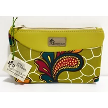 Olívazöld kavicsok-közepes méretű neszeszer afrikai anyagból vegán bőrrel