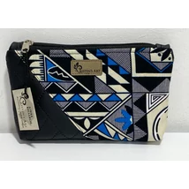 Adinkra mintás közepes méretű neszeszer fekete steppelt textilbőrrel 2. 