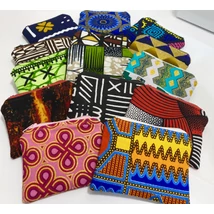 Kis méretű kártyatartó-pénztárca afrikai anyagból