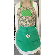 Kedves margaréta mintás egyedi kötény zöld farmerral