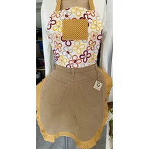 Narancs virágos egyedi kötény bézs farmerral