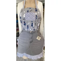 Szerelmes cicák-egyedi kötény szürke farmerral