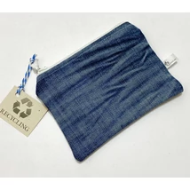 Kis méretű neszi-bármitartó sötétkék gyűrt, koptatott újrahasznosított farmerből