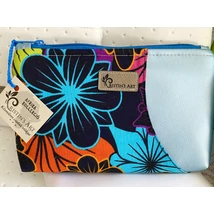 Afrika élénk virágai-közepes méretű neszeszer metálkék vegán bőrrel Afrika élénk virágai-közepes méretű neszeszer metálkék vegán bőrrel