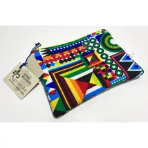 Kis méretű neszeszer élénk színes geometriai mintás afrikai anyagból