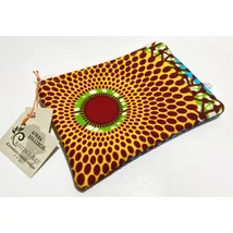 Kis méretű neszeszer sárga/türkiz disc mintás afrikai anyagból