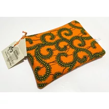 Kis méretű neszeszer narancs kacska mintás afrikai anyagból