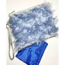 Világoskék műszőrme koktéltáska, alkalmi kistáska gyöngyökkel