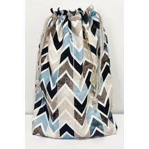 Türkiz-bézs mintás mosható kenyeres zsák, nagy méret