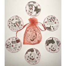 Fekete-piros kutyusos mosható arctisztító korongok tüll tasakban