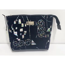 Fekete tükörbársony neszeszer színjátszós fényes nyomattal