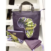 Szívemben Afrika-sötétlila elegáns kézitáska neszeszerrel