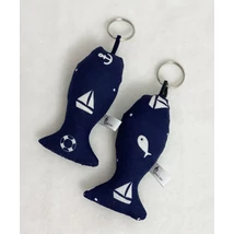 Halacskás kulcstartó kék alapon, nagy horgony és vitorlás mintával Halacskás kulcstartó kék alapon, nagy horgony és vitorlás mintával