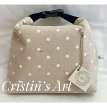 Bézs pöttyös rusztikus roll up uzsonnás táska