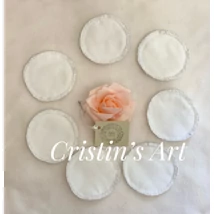 Fehér, 7 darabos mosható arctisztító korong szett tüll tasakban