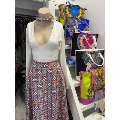 Afrikai virág mintás maxi szoknya ajándék hajgumival