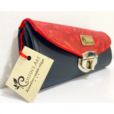 Piros rózsás egyedi pénztárca 12 rekeszes kártyatartóval