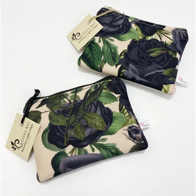 Fekete rózsák-vízlepergetős kis méretű neszeszer textilbőrrel