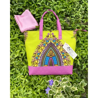Nagy méretű pink dashiki mintás kézitáska