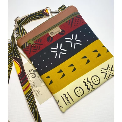 Bogolán mintás kis méretű oldaltáska, crossbody 2