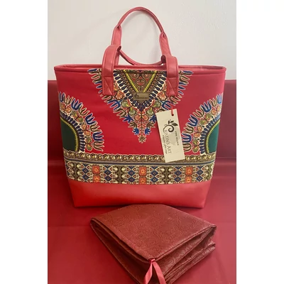 Nagy méretű piros dashiki mintás kézitáska 2.