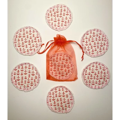 Kis piros horgonyos arctisztító korongok tüll tasakban