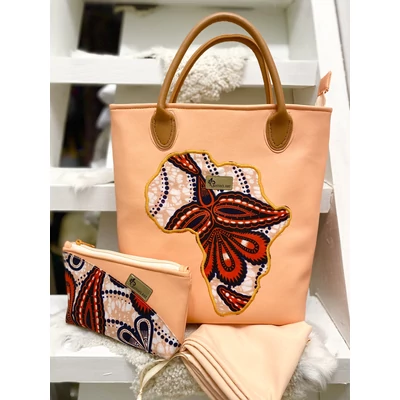 Szívemben Afrika-barack színű elegáns kézitáska neszeszerrel